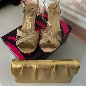 Fun gold shoes and Purse